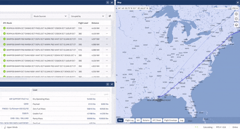 Rapid Route Calculation in the PPS Flight Planning Software