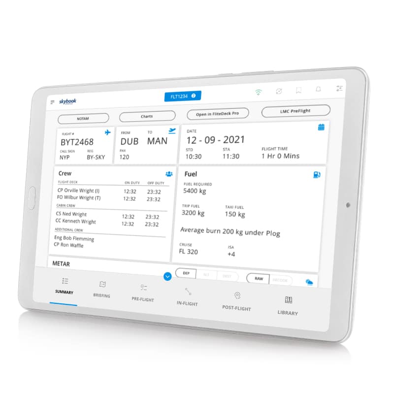 skybook EFB integration with PPS Flight Planning