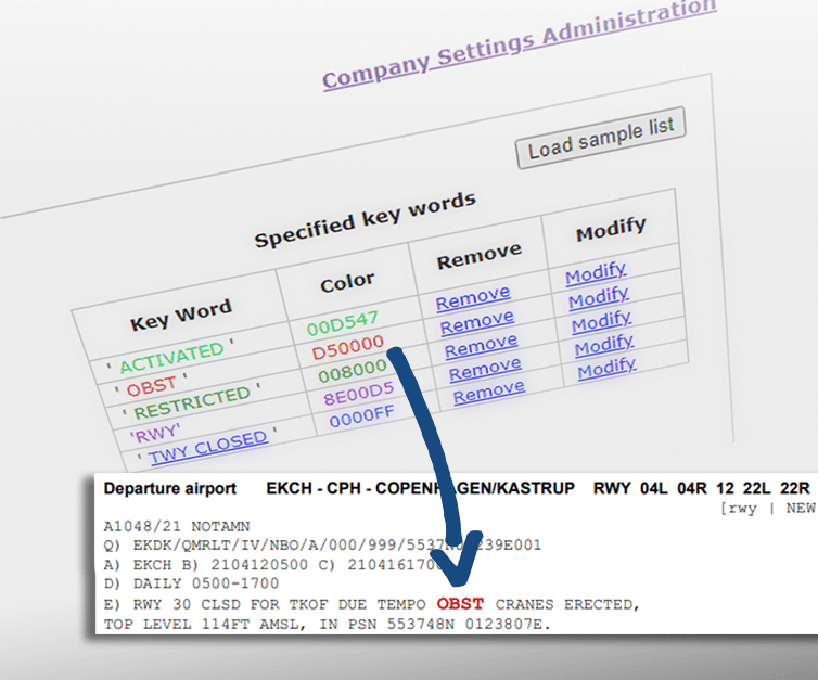 PPS Flight Planning and CrewBriefing highlight NOTAMs