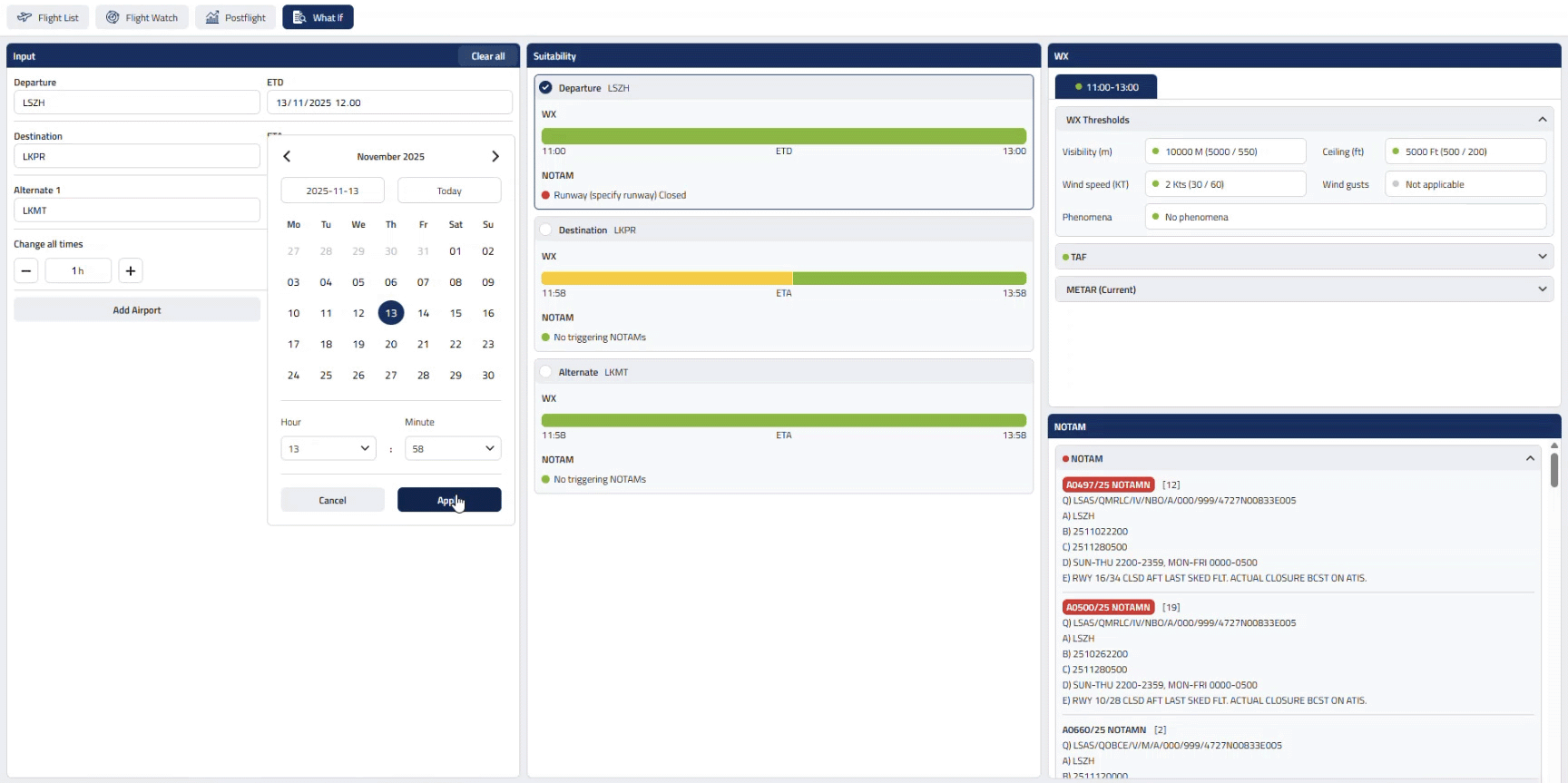What-if tool in OpsControl